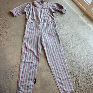 Judy Knapp Women’s Small Pastel Striped Jumpsuit Vintage High Neck